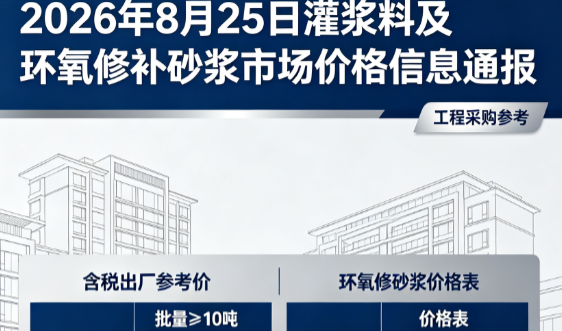 竹溪2026年8月25日灌浆料及环氧修补砂浆市场价格信息通报